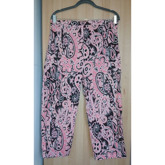 Cotton Zone Pink Women’s Cropped Pants Sz XL Paisley Boho Vacation Travel - Picture 3 of 8
